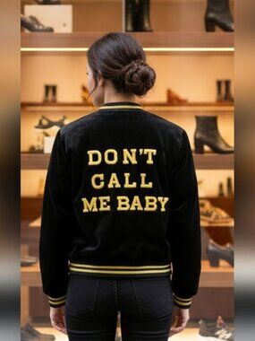 Zara Men S Black Velvet Rebellious Varsity Style Bomber Jacket Customized Rocker